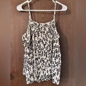 Lucky Brand Black and White Ruffled Tie Front Camisole